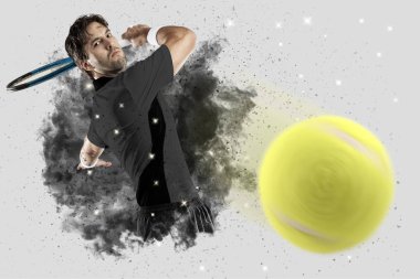 Duman bir patlama dışarı geliyor tenis oyuncusu .