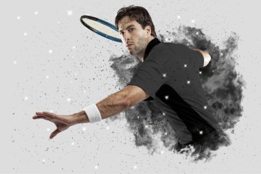 Duman bir patlama dışarı geliyor tenis oyuncusu .