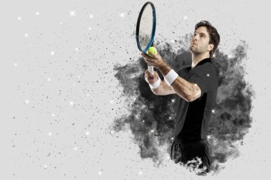 Duman bir patlama dışarı geliyor tenis oyuncusu .