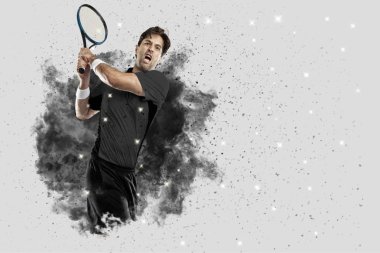 Duman bir patlama dışarı geliyor tenis oyuncusu .