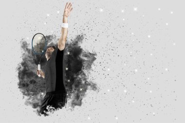 Duman bir patlama dışarı geliyor tenis oyuncusu .