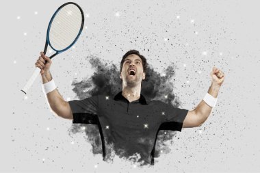 Duman bir patlama dışarı geliyor tenis oyuncusu .