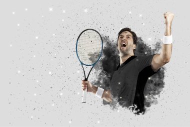 Duman bir patlama dışarı geliyor tenis oyuncusu .