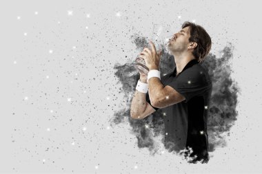 Duman bir patlama dışarı geliyor tenis oyuncusu .