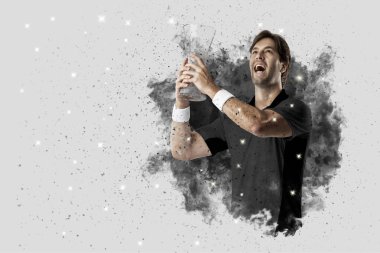 Duman bir patlama dışarı geliyor tenis oyuncusu .