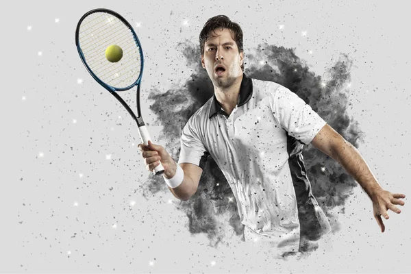 Tennisspielerin kommt aus einer Rauchwolke . — Stockfoto