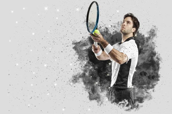 Duman bir patlama dışarı geliyor tenis oyuncusu .