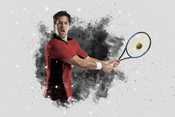 Duman bir patlama dışarı geliyor tenis oyuncusu .