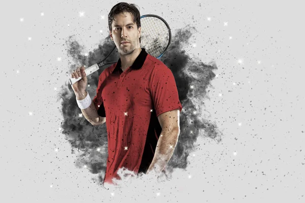 Duman bir patlama dışarı geliyor tenis oyuncusu .