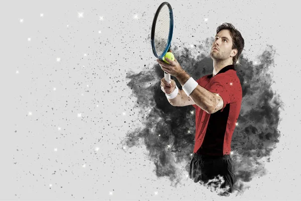 Duman bir patlama dışarı geliyor tenis oyuncusu .