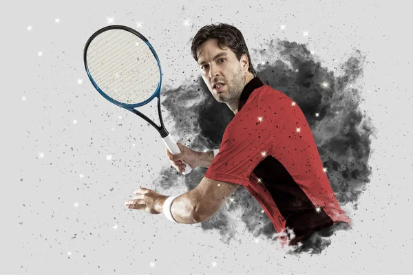 Tennisspielerin kommt aus einer Rauchwolke . — Stockfoto