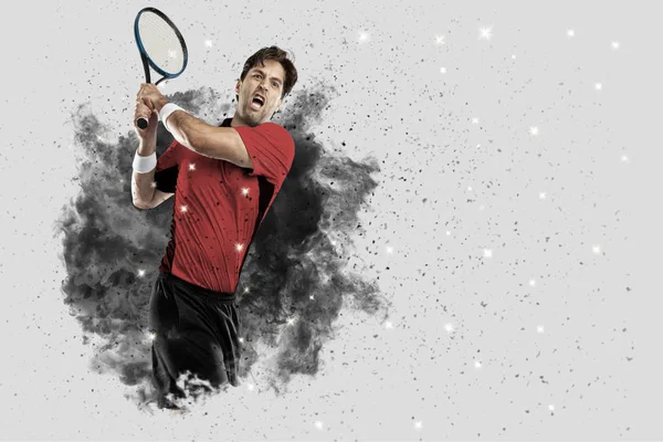 Duman bir patlama dışarı geliyor tenis oyuncusu .
