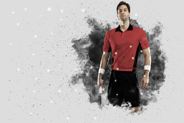 Duman bir patlama dışarı geliyor tenis oyuncusu .