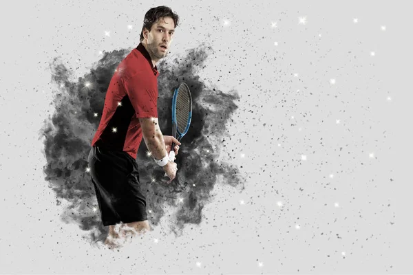 Duman bir patlama dışarı geliyor tenis oyuncusu .