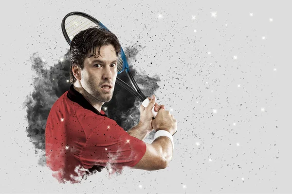 Duman bir patlama dışarı geliyor tenis oyuncusu .