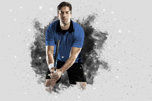 Duman bir patlama dışarı geliyor tenis oyuncusu .