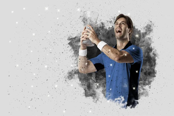 Duman bir patlama dışarı geliyor tenis oyuncusu .