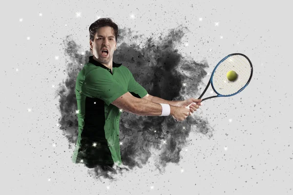 Duman bir patlama dışarı geliyor tenis oyuncusu .