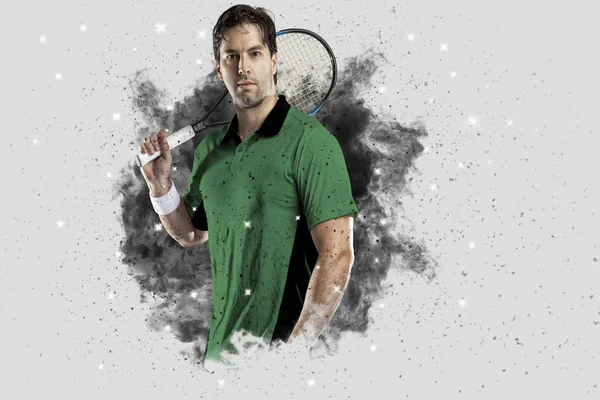 Duman bir patlama dışarı geliyor tenis oyuncusu .