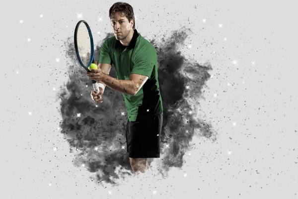 Duman bir patlama dışarı geliyor tenis oyuncusu .