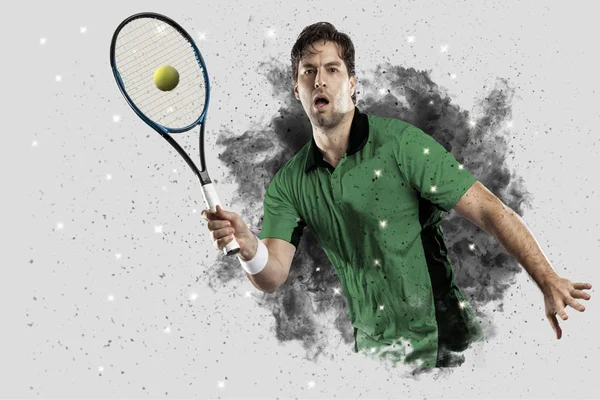 Duman bir patlama dışarı geliyor tenis oyuncusu .