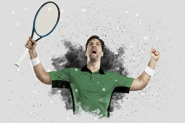 Duman bir patlama dışarı geliyor tenis oyuncusu .