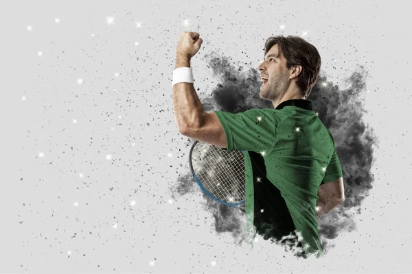 Duman bir patlama dışarı geliyor tenis oyuncusu .