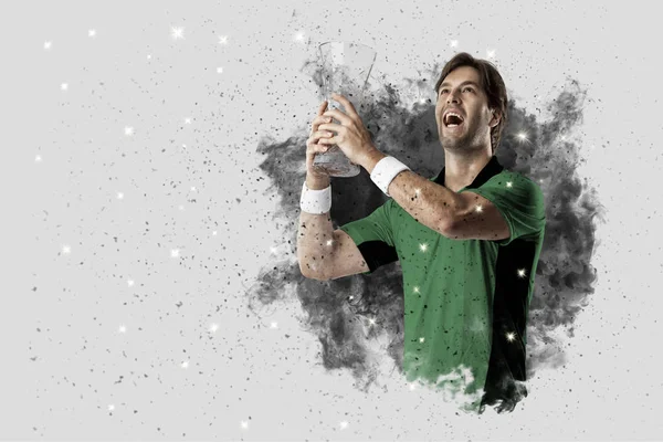 Duman bir patlama dışarı geliyor tenis oyuncusu .