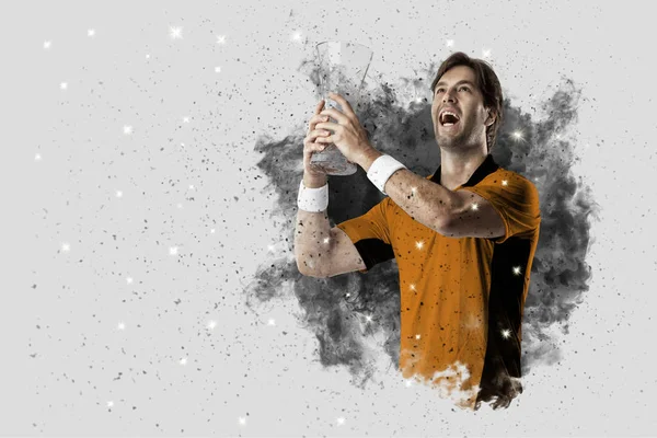 Duman bir patlama dışarı geliyor tenis oyuncusu .