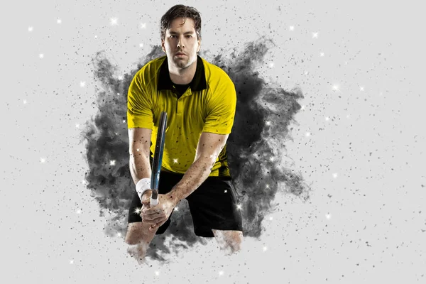 Duman bir patlama dışarı geliyor tenis oyuncusu .