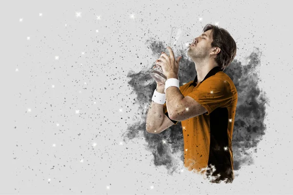 Duman bir patlama dışarı geliyor tenis oyuncusu .