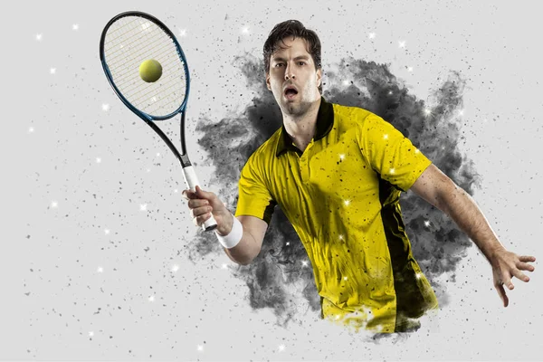 Duman bir patlama dışarı geliyor tenis oyuncusu .