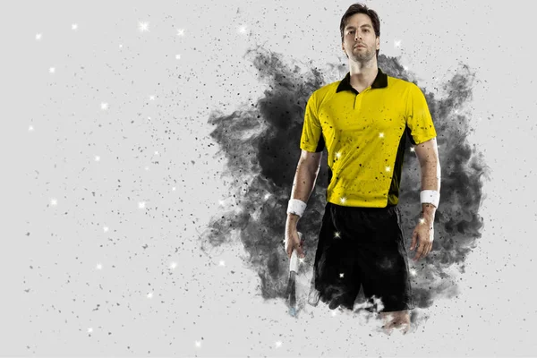 Duman bir patlama dışarı geliyor tenis oyuncusu .