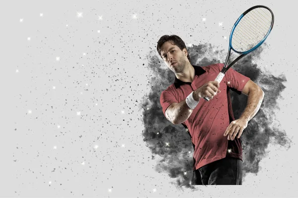 Duman bir patlama dışarı geliyor tenis oyuncusu .