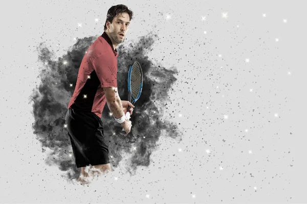 Duman bir patlama dışarı geliyor tenis oyuncusu .