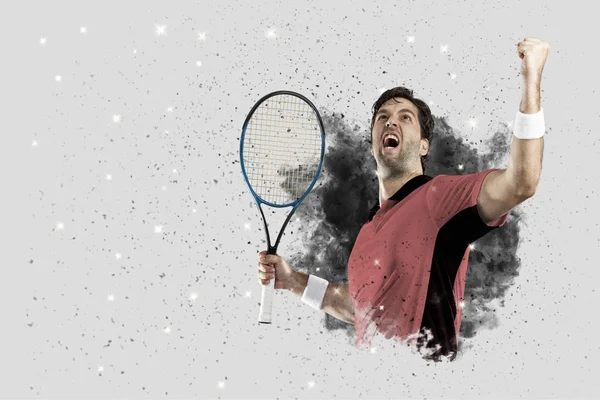 Tennis Player coming out of a blast of smoke . — Stock Photo, Image