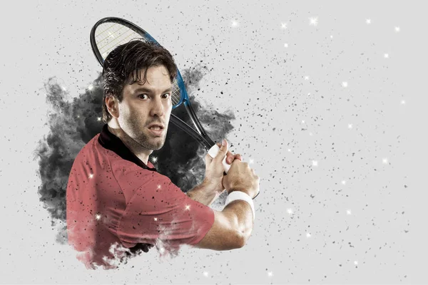 Duman bir patlama dışarı geliyor tenis oyuncusu .