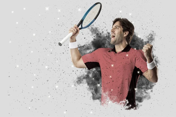 Tennis Player coming out of a blast of smoke . — Stock Photo, Image