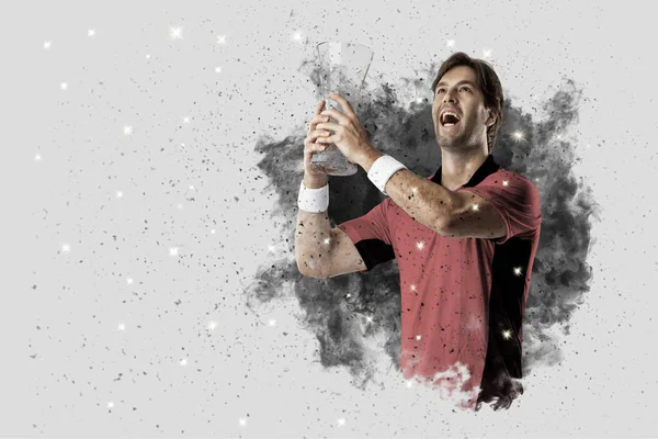 Duman bir patlama dışarı geliyor tenis oyuncusu .