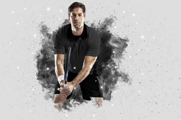 Duman bir patlama dışarı geliyor tenis oyuncusu .