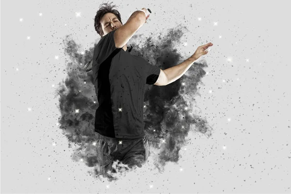 Duman bir patlama dışarı geliyor tenis oyuncusu .