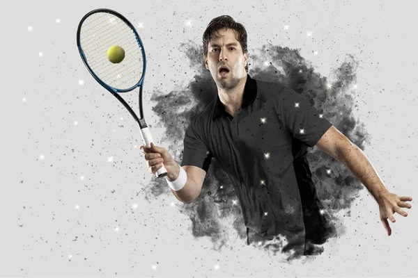 Duman bir patlama dışarı geliyor tenis oyuncusu .