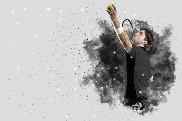 Tennis Player sortant d'une explosion de fumée  . — Photo