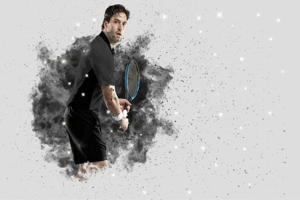 Duman bir patlama dışarı geliyor tenis oyuncusu .