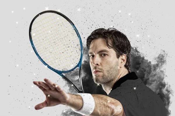 Duman bir patlama dışarı geliyor tenis oyuncusu .