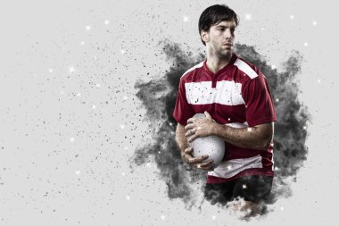 Duman bir patlama dışarı geliyor Rugby oyuncusu.