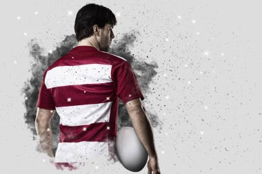 Duman bir patlama dışarı geliyor Rugby oyuncusu.