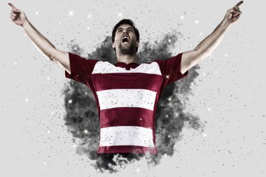 Duman bir patlama dışarı geliyor Rugby oyuncusu.