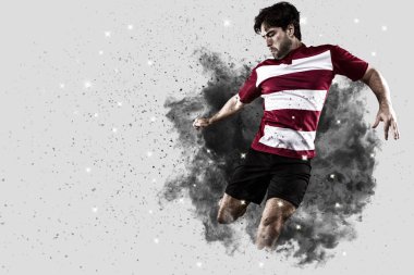 Duman bir patlama dışarı geliyor Rugby oyuncusu.