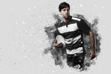 Duman bir patlama dışarı geliyor Rugby oyuncusu.